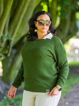 sweter konopny oliwkowy