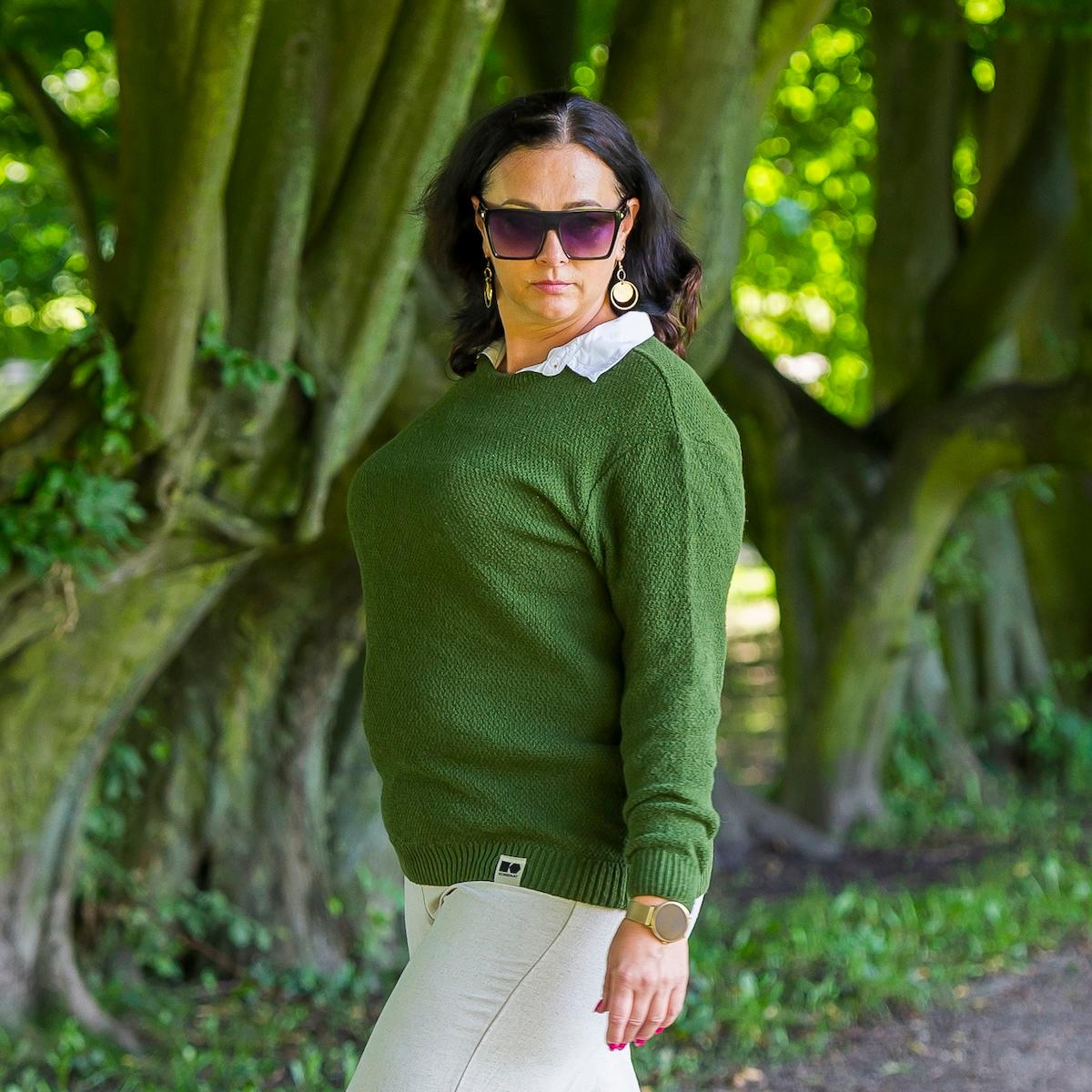 sweter konopny oliwkowy